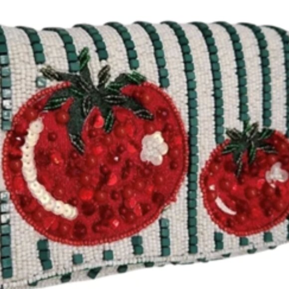Handcrafted in India Viral Tik Tok Beaded Tomato Striped Shoulder Handbag NWT - Picture 4 of 6